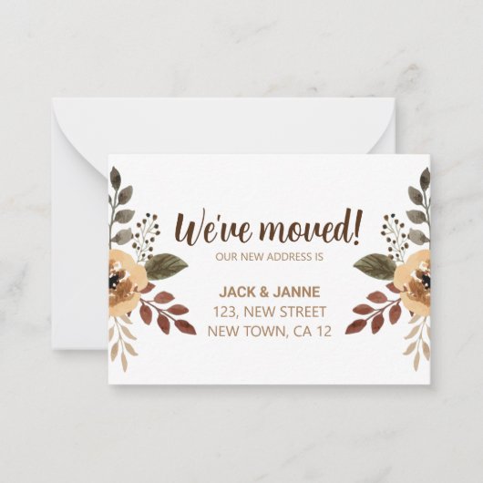 Aquarelle Botanique Nous avons Déménagé Carte Fair (Devant)