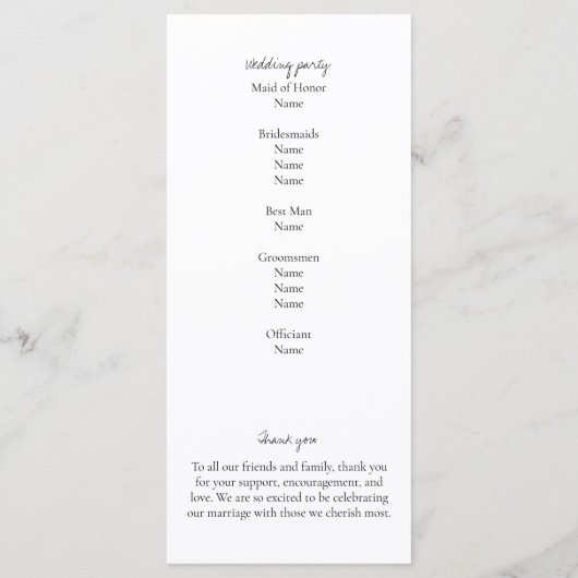 Aquarelle botanique Programme de mariage vert (Dos)