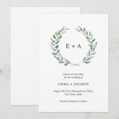 Aquarelle Botanique Rustique Enregistrer la carte  (Devant / Derrière)