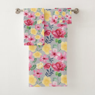 Aquarelle botanique serviette Fleurs