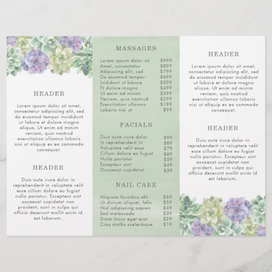 Aquarelle botanique Succulente triple Brochure (Dos)