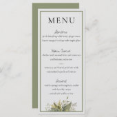 Aquarelle botanique Vert Menu Mariage (Devant / Derrière)