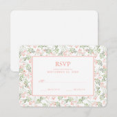 Aquarelle botanique verte et rose - Mariage RSVP (Devant / Derrière)