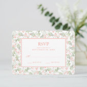 Aquarelle botanique verte et rose - Mariage RSVP (Debout devant)