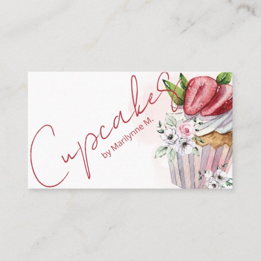 Aquarelle boulangerie Carte de visite Cupcakes (Devant)