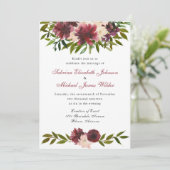 Aquarelle Bourgogne Faire-part de mariage Floral (Debout devant)