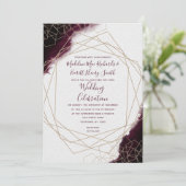 Aquarelle Bourgogne Faire-part de mariage géométri (Debout devant)