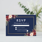 Aquarelle Bourgogne Floral Bleu Or RSVP (Debout devant)
