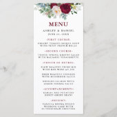 Aquarelle Bourgogne Floral Green Menu Mariage (Devant)