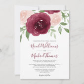 Aquarelle Bourgogne Floral Wedding Invitations (Devant)