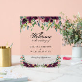 Aquarelle Bourgogne Florale Mariage Bienvenue (Mariage)