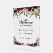Aquarelle Bourgogne Florale Mariage Bienvenue (Angle)