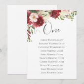 Aquarelle Bourgogne Florale Table Un Siège Carte (Devant / Derrière)