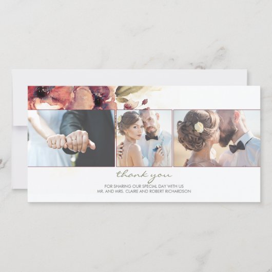 Aquarelle Bourgogne Mariage photo Merci (Devant)