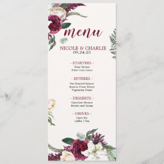 Aquarelle Bourgogne | Menu Floral Mariage Dinner M