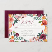 Aquarelle Bourgogne Orange rose Fleur RSVP (Devant / Derrière)