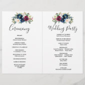 Aquarelle Bourgogne Programme de mariage des fleur (Dos)