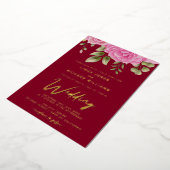 Aquarelle Bourgogne Rose Mariage Foil Invitation (Rotation)