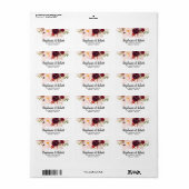 Aquarelle Bourgogne rouge Étiquette de adresse Flo (Feuille entière)