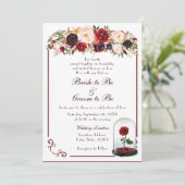 Aquarelle Bourgogne Rouge Rose Faire-part de maria (Debout devant)