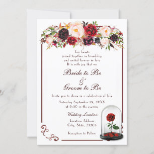 Aquarelle Bourgogne Rouge Rose Faire-part de maria