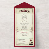 Aquarelle Bourgogne Rouge Rose Faire-part de maria (À l'intérieur)