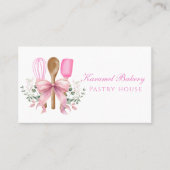 Aquarelle Bow rose Carte de visite de boulangerie (Devant)