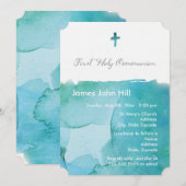 Aquarelle Boy First Communion Invitation (Devant / Derrière)