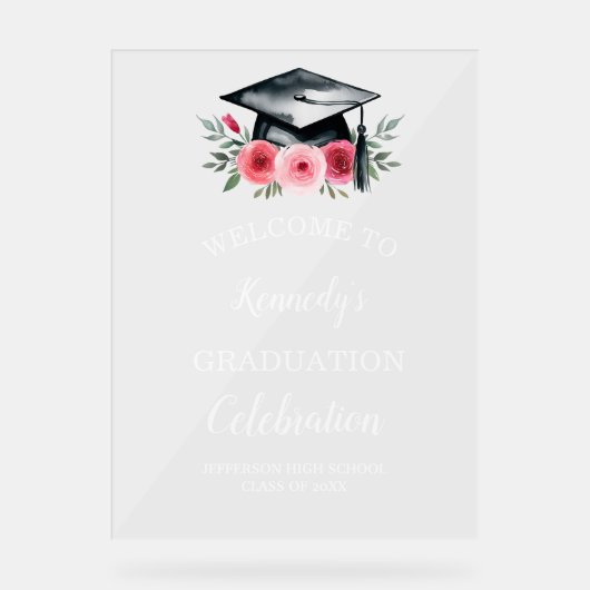 Aquarelle Bright & Bold Rose Florals Graduation (Recto)