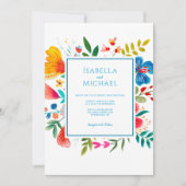 Aquarelle brillante Faire-part de mariage florale (Devant)