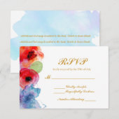 Aquarelle brillante Fleurs florales Mariage RSVP (Devant / Derrière)