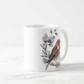 Aquarelle Brown gris Robin Bird Coffee Mug (Devant droit)