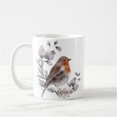 Aquarelle Brown gris Robin Bird Coffee Mug (Gauche)