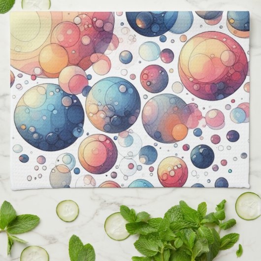 Aquarelle Bulles Serviette de cuisine (Plié)
