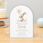 Aquarelle Bunny Floral First Birthday Invitation