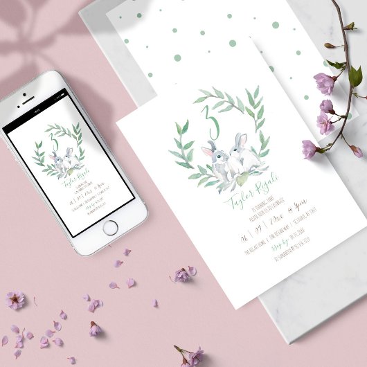 Aquarelle Bunny Invitations Anniversaire en ligne