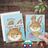 Aquarelle Bunny Pâques Enfants Carte de vacances b