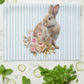 Aquarelle Bunny rose serviette de cuisine (Plié)