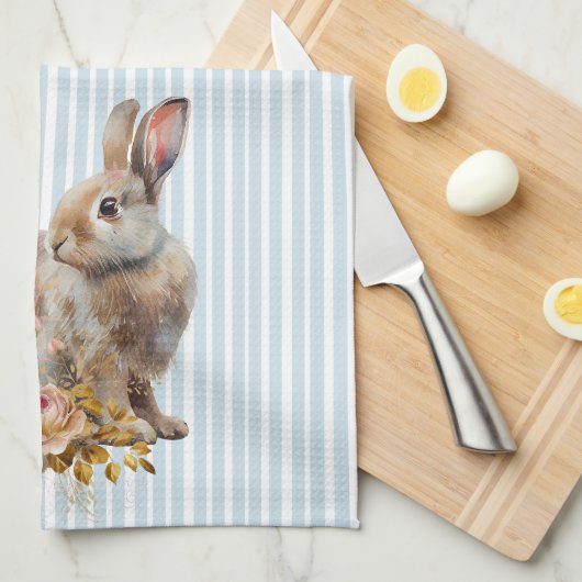 Aquarelle Bunny rose serviette de cuisine (Quart Plié)