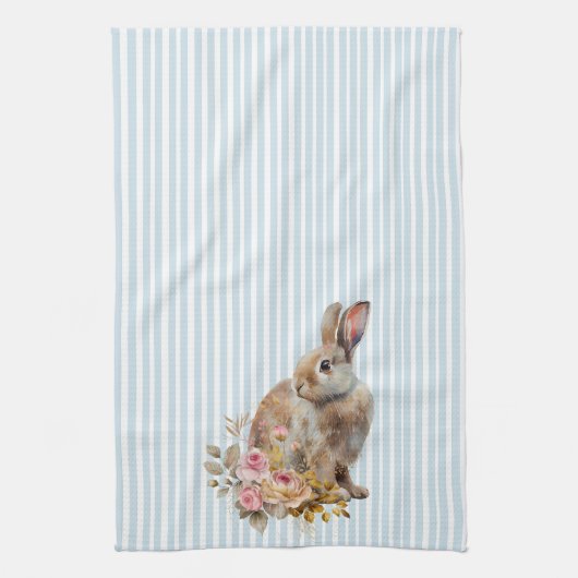 Aquarelle Bunny rose serviette de cuisine (Vertical)