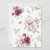 aquarelle burgundy peonies baby shower invitation (Dos)