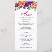 Aquarelle Burgundy Purple Floral Menu Mariage (Devant)