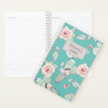 Aquarelle Cactus avec Fleurs Moderne Personnalisé<br><div class="desc">Joli et moderne aquarelle cactus art sur turquoise. Joli planificateur personnalisé.</div>