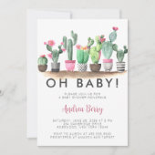 Aquarelle Cactus Baby shower Succulent Invitation (Devant)