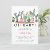 Aquarelle Cactus Baby shower Succulent Invitation (Debout devant)