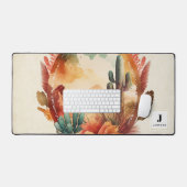 Aquarelle Cactus du désert et Monogramme des monta (Clavier et souris)