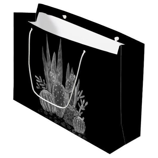 Aquarelle, cactus grand sac cadeau (Devant Angle)