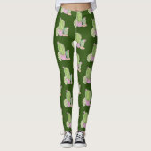 Aquarelle Cactus Pot Plante Leggings Motifs (Devant)