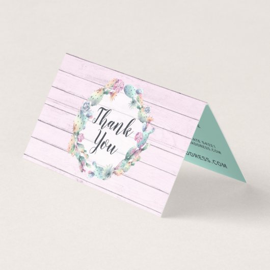 Aquarelle Cactus Succulents Merci en bois rustique (Front)