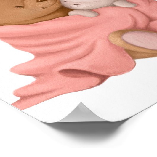 Aquarelle Câlin d'ours en lapin | Impression mural (Coin)